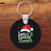 Cute Funny Santa's Favorite Runner Christmas Run H Sleutelhanger (Voorkant)