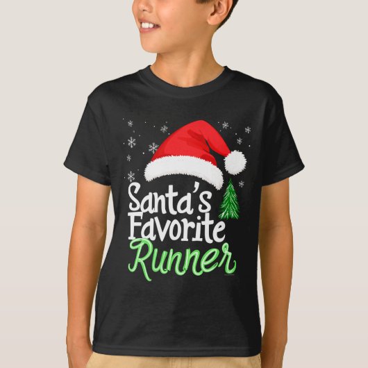 Cute Funny Santa's Favorite Runner Christmas Run H T-shirt (Voorkant)