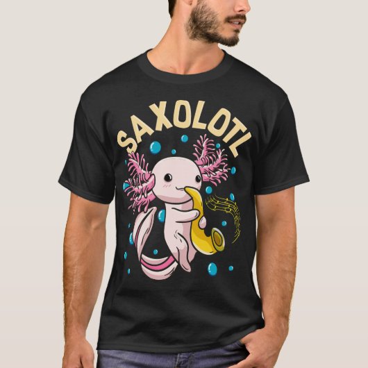 Cute Funny Saxolotl Schattig Axolotl-speelsax T-shirt (Voorkant)