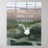Cute Funny Seagull Runing is goed voor je gezondhe Poster (Voorkant)