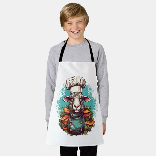 Cute Funny Sheep Chef Schattig Animal Graphic Schort (Gedragen)