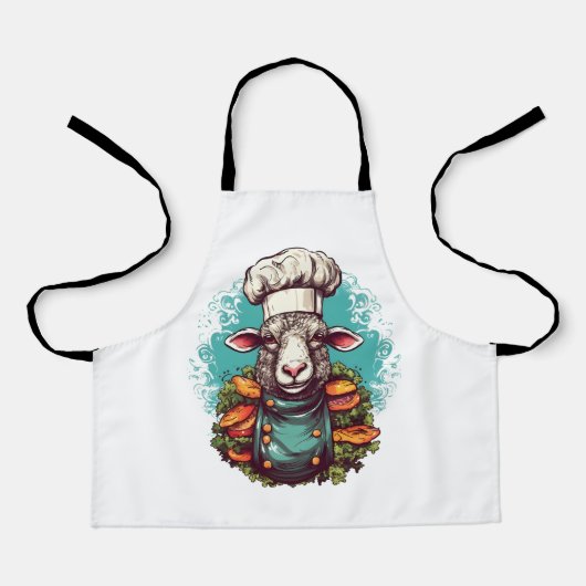 Cute Funny Sheep Chef Schattig Animal Graphic Schort (Voorkant)