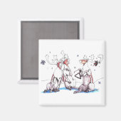 Cute Funny Singing KerstCariou Ontworpen Magneet (Voorkant / Achterkant)