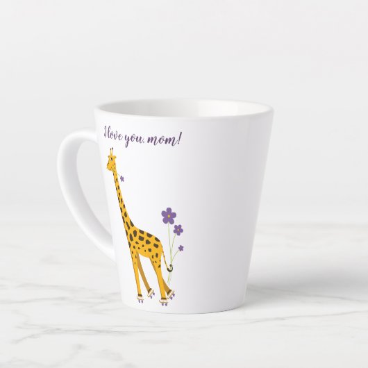 Cute Funny Skating Cartoon Giraffe Love Mam Latte Mok (Linkerhoek)