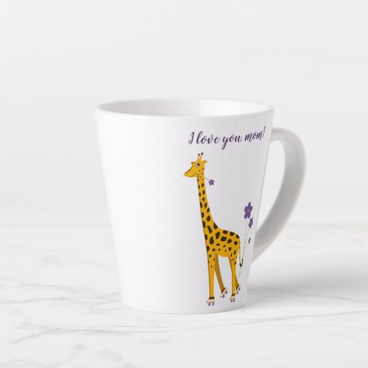 Cute Funny Skating Cartoon Giraffe Love Mam Latte Mok (Rechterhoek)