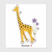 Cute Funny Skating Cartoon Giraffe Sticker (Vel)