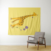 Cute Funny Skating Cartoon Giraffe Wandkleed (In Situ (horizontaal))