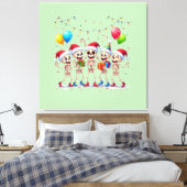 Cute Funny Skeletons Christmas & New Year Celebrat Canvas Afdruk (Insitu (Slaapkamer))