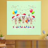 Cute Funny Skeletons Christmas & New Year Celebrat Canvas Afdruk (Insitu (Woonkamer))