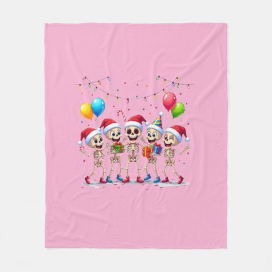 Cute Funny Skeletons Christmas & New Year Celebrat Fleece Deken (Voorkant)