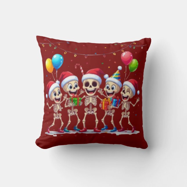 Cute Funny Skeletons Christmas & New Year Celebrat Kussen (Voorkant)