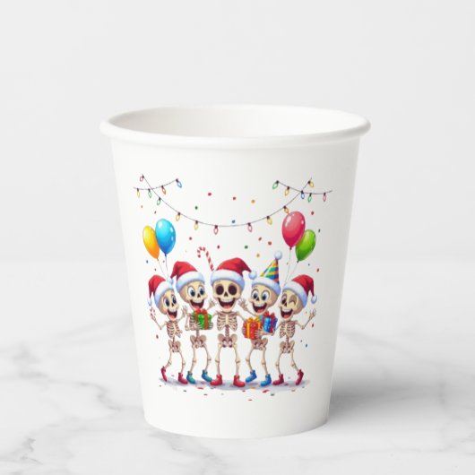 Cute Funny Skeletons Christmas & New Year Celebrat Papieren Bekers (Voorkant)