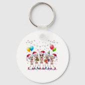 Cute Funny Skeletons Christmas & New Year Celebrat Sleutelhanger (Achterkant)