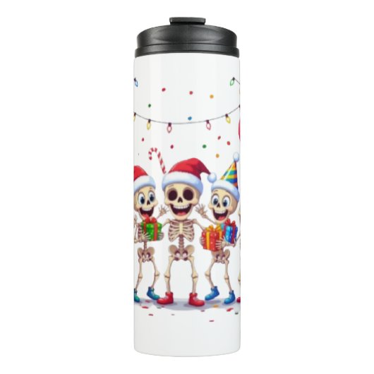 Cute Funny Skeletons Christmas & New Year Celebrat Thermosbeker (Voorkant)