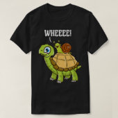 Cute Funny Slak die op Turtle Yelling Wheee rijdt T-shirt (Design voorkant)