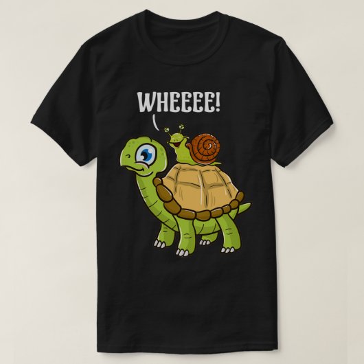 Cute Funny Slak die op Turtle Yelling Wheee rijdt T-shirt (Design voorkant)