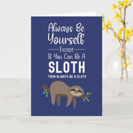 Cute Funny Sloth Cards Cartoon Animal Humor Lazy Kaart (Gele Bloem)