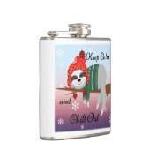 Cute Funny Sloth in Winter Pet & Scarf Cartoon Heupfles (Rechts)