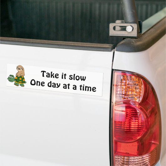 Cute Funny Sloth on Turtle Cartoon Bumpersticker (Op Truck)