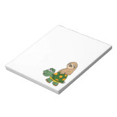 Cute Funny Sloth on Turtle Cartoon Notitieblok (Linkerzijde)