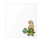 Cute Funny Sloth on Turtle Cartoon Notitieblok (Voorkant)