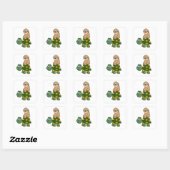 Cute Funny Sloth on Turtle Cartoon Vierkante Sticker (Vel)