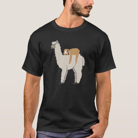 Cute & Funny Sloth Riding Llama T-shirt (Voorkant)