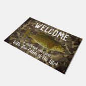 Cute Funny Smallmouth Bass Welcome Vissen Camo Deurmat (Schuin)