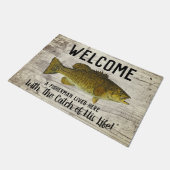 Cute Funny Smallmouth Bass Welcome Vist Quote Deurmat (Schuin)
