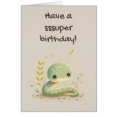 Cute Funny Snake Cartoon Birthday Kaart (Voorkant)