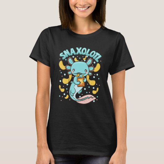 Cute & Funny Snaxolotl Schattige Snacking Axolotl T-shirt (Voorkant)