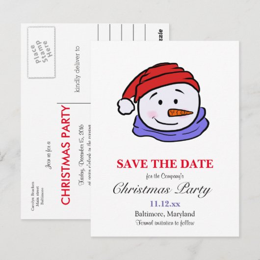 Cute Funny Snowman Drawing | Kerstfeest Briefkaart (Voorkant / Achterkant)