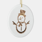Cute Funny Snowman Elegant Gold en White Keramisch Ornament (Rechts)