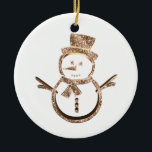 Cute Funny Snowman Elegant Gold en White Keramisch Ornament<br><div class="desc">Cute Funny Snowman kerst Elegant Faux Gold op witte achtergrond,  voeg naam en tekst toe,  kerstversiering</div>