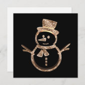 Cute Funny Snowman Modern Black and Gold Kerstmis Feestdagenkaart (Voorkant / Achterkant)