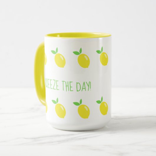 Cute Funny Squeeze the Day Lemons Mok (Voorkant links)