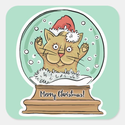 Cute Funny stickers met kerstkat (Voorkant)