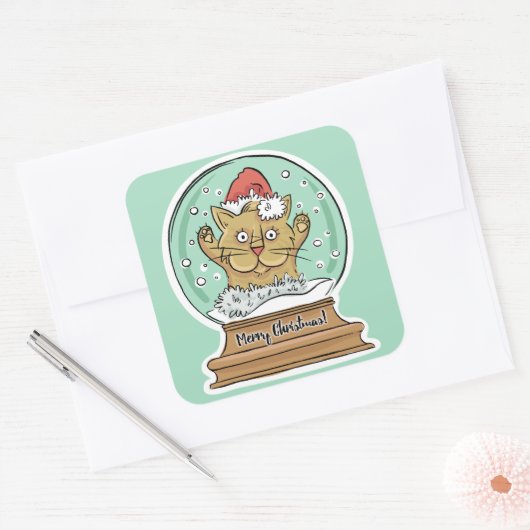 Cute Funny stickers met kerstkat (Envelop)