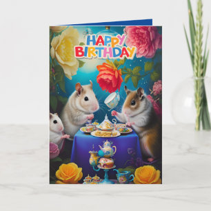 Cute Funny Syrian Hamsters Birthday Kaart
