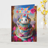 Cute Funny Syrian Hamsters Birthday Kaart (Gele Bloem)