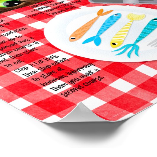 Cute Funny Tabby Cat Breakfast Recipe Poster (Hoek)