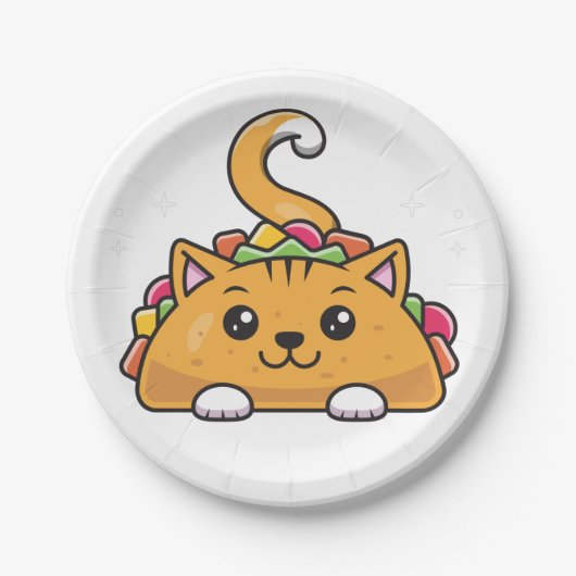 Cute Funny Taco cat rainbow Papieren Bordje (Voorkant)