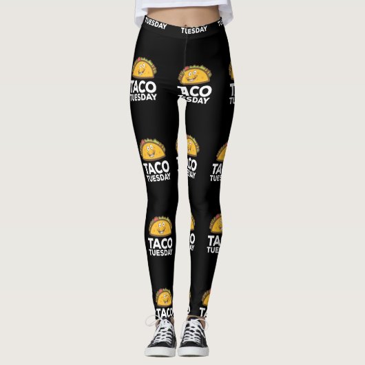 Cute & Funny Taco Dinsdag in glimlach Taco Leggings (Voorkant)