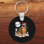 Cute Funny Tbull Christmas Lights Santa Hat Holida Sleutelhanger (Voorkant)