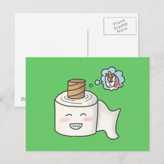 Cute Funny Toilet Paper Dreaming Het is onicorn Briefkaart (Voorkant / Achterkant)