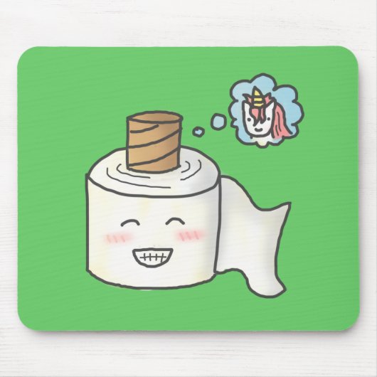 Cute Funny Toilet Paper Dreaming Het is onicorn Muismat (Voorkant)