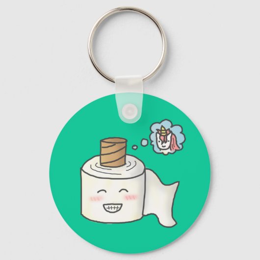 Cute Funny Toilet Paper Dreaming Het is onicorn Sleutelhanger (Voorkant)