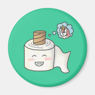 Cute Funny Toilet Paper Dreaming Unicorn Magneet
