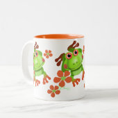 Cute Funny Tree Kikker Tweekleurige Koffiemok (Voorkant links)