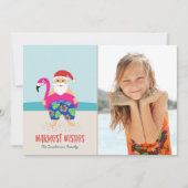 Cute Funny Tropical Beach Santa-kerstfoto Feestdagenkaart (Voorkant)